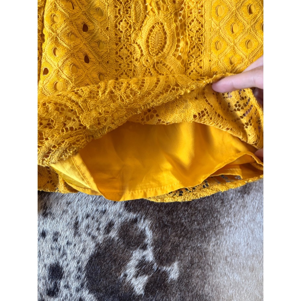 MICHAEL COSTELLO X REVOLVE Tilly eyelet lace romper In Marigold Ruffle Size M - Picture 8 of 9